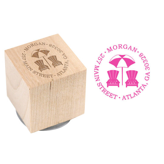 Beach Address Wood Block Stamp